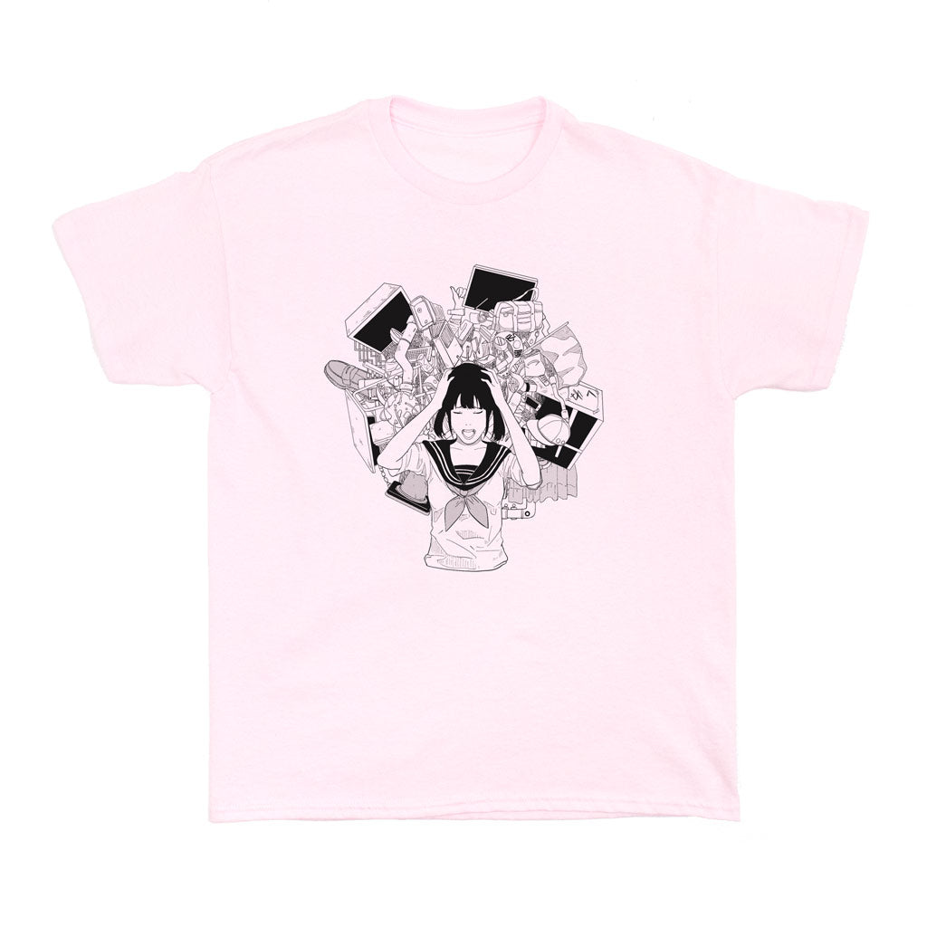 Popkiller Artist Series Sci Fi Girl High School Girl Youth T-Shirt Pink / M/L